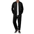 thumbnail image 2 of New Men Waffle Fitness Sports Set Breathable Long Sleeve Jacket Elastic Waist Pants Casual Outdoor Tracksuit Jogging Suit for Male 2-Piece Fashionable Sportswear Sets, 2 of 4