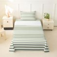 thumbnail image 2 of Castle Fairy Abstract Horizontal Stripe Twin Sheets 3pcs,Minimalist Thin Line Bedding,Olive Mint White,1 Flat Sheet, 1 Fitted Sheet and 1 Pillowcase, 2 of 7
