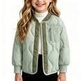 thumbnail image 5 of Girls Lightweight Quilted Padded Jacket Button Down Coat Cozy Warm Long Sleeve Outerwear for Girls Winter Outdoor Daily Wear, 5 of 6