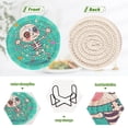 thumbnail image 4 of Haosy Set of 6 Drink Woven Coaster with Holder Heat Resistant Non-Slip Bar Coasters 4 Inches Cute Skeleton Dancing with Star, 4 of 7