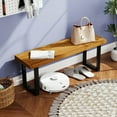 thumbnail image 4 of Costway 1 PCS 48" Acacia Wood Bench for 2 with Metal Legs & Adjustable Foot Pads for Entryway, 4 of 8