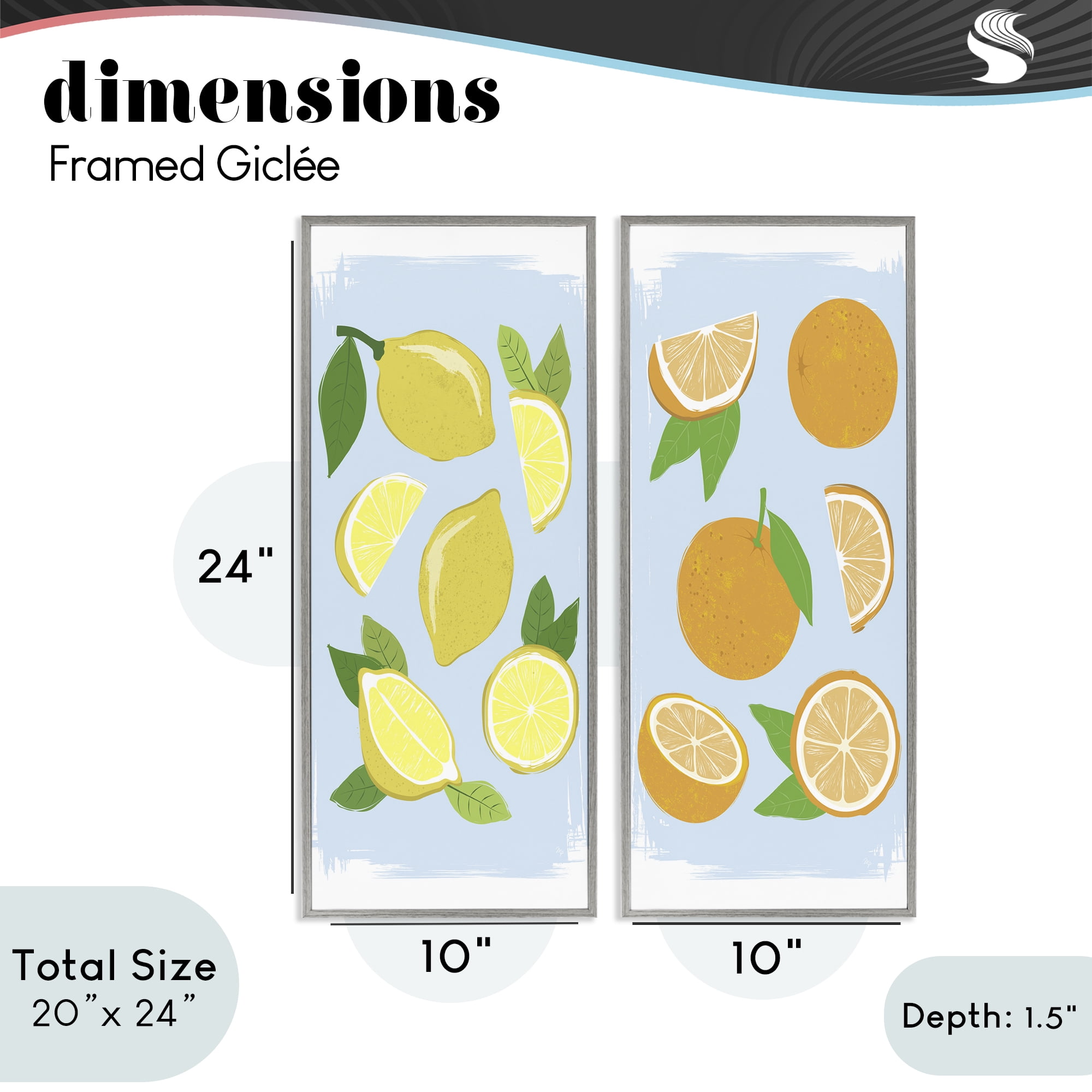 Stupell Industries Pastel Summer Citrus Fruits 2 Piece Gray Framed Giclee Art Set, design by Martina Pavlova
