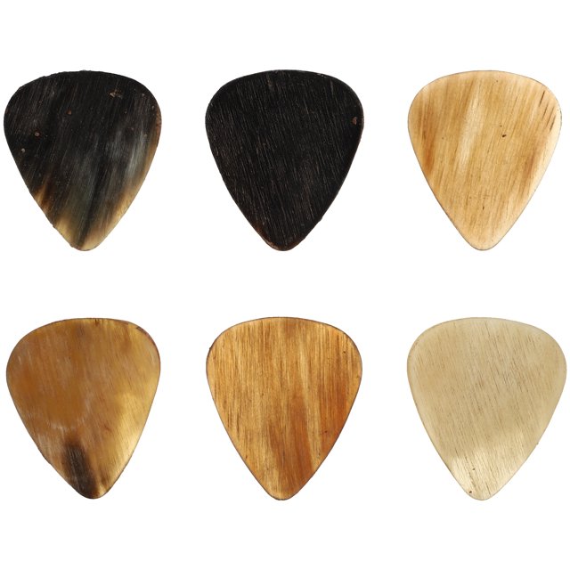 6 púas de guitarra de cuerno de buey, duraderas, accesorios para guitarra (color aleatorio)