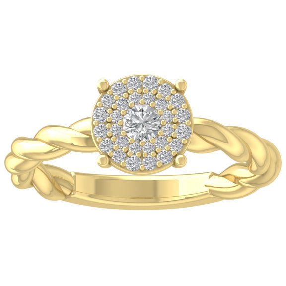 Araiya 10K Yellow Gold Diamond Halo Band Ring (1/3 cttw, I-J Color, I2-I3 Clarity), Size 7