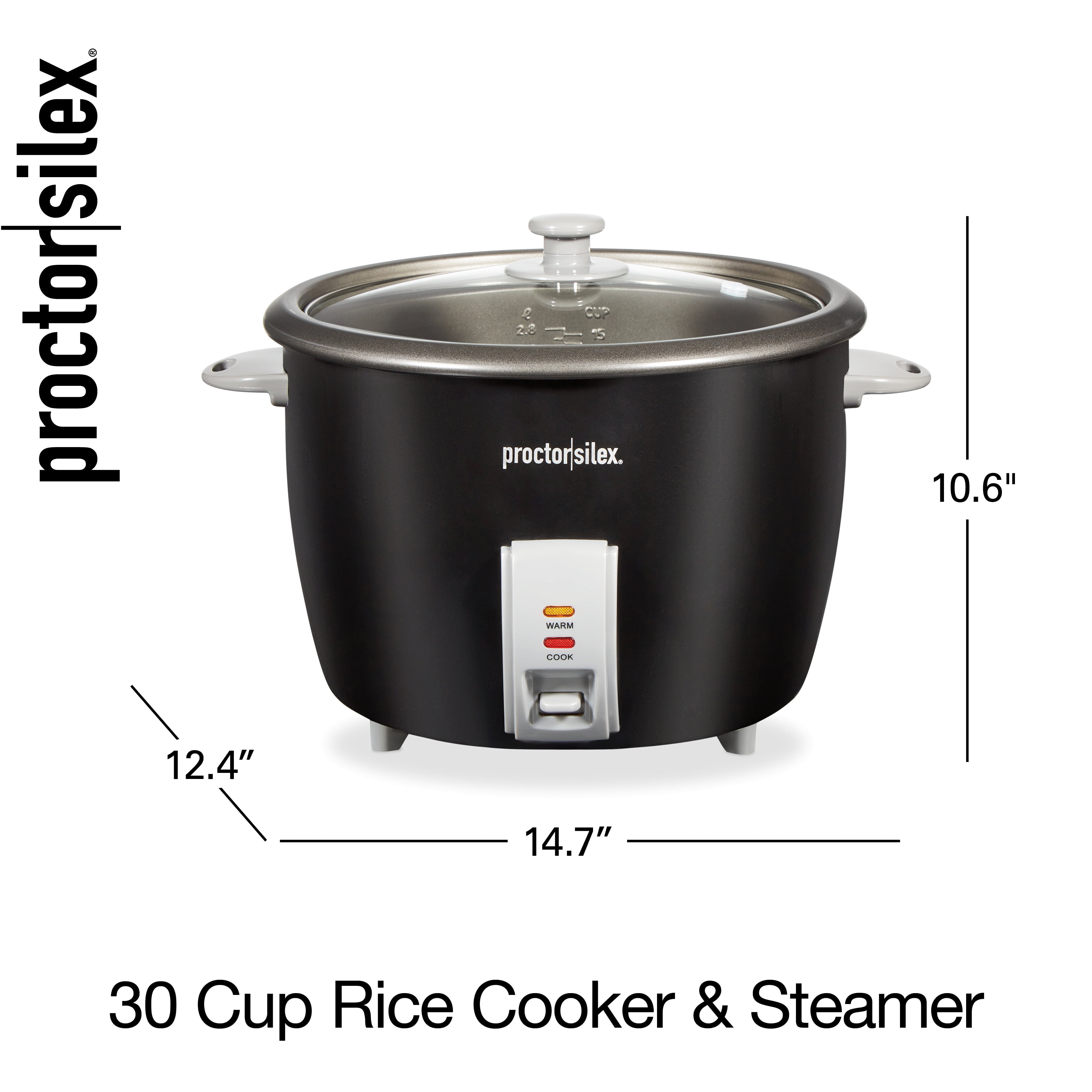 Proctor Silex Rice Cooker & Food Steamer, 8 Cups Cooked (4 Cups Uncooked),  White (37534NR)