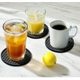 thumbnail image 4 of Set of 6 Silicone Drink Coasters with Metal Holder – 4" Round Heat Resistant Non-Slip Pads for Mugs, Cups, Table, Desk, Office, Bar (Black), 4 of 6