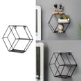 thumbnail image 4 of Hexágono flotante de hierro forjado estantes de pared rejilla colgante de pared sofá Fondo hogar decorativo dormitorio sala de estar cocina - Negro Macarena estante hes montado en la pared, 4 of 7