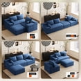 thumbnail image 6 of Wilayok 108" Oversized L-Shaped Sectional Sofa, Fluffy Corduroy Cloud Couch with Ottoman, Plush Memory Foam Boneless Modular Sectional Couch for Living Room Small Space, Blue, 6 of 8