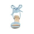 thumbnail image 6 of BLISSFUL STEP Women's Shoes Slingback Back Ankle Open Toe Tie Block Heels Sandals Sky Blue 5.5, 6 of 7
