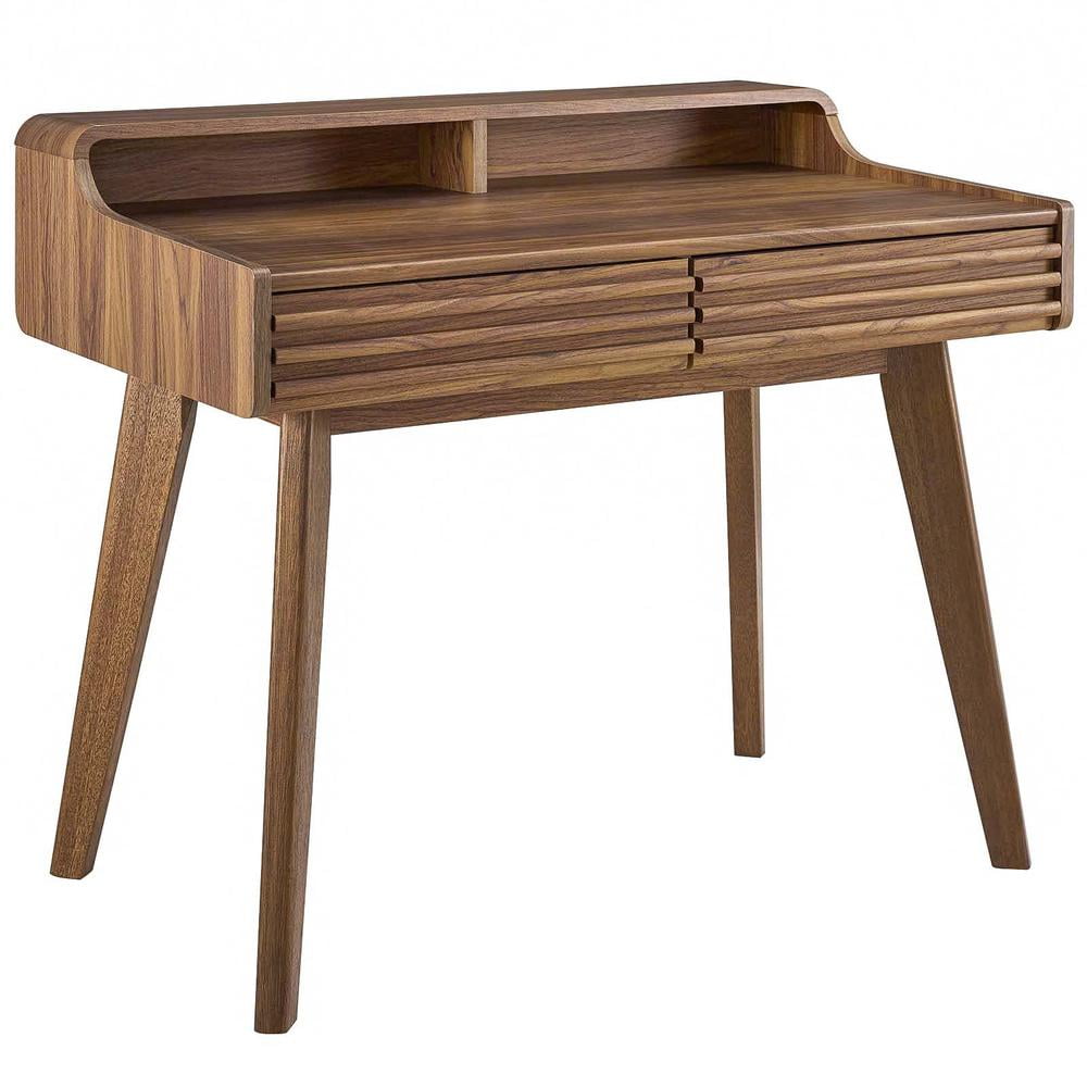 Modway Render Modern Wood Grain Laminate Writing Desk in Walnut