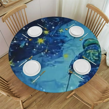 

Patifu Skier Theme Round Tablecloth 100% Polyester Waterproof Tablecloth Stain-Resistant and Washable Ideal for Indoor and Outdoor Use Restaurants Weddings Parties 46 -50