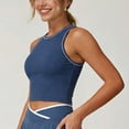 thumbnail image 6 of FengLS Womens Athletic Vest Fashion Contrast Trim Crop Tops Round Neck Sleeveless Fitted Tank Tops for Yoga & Casual Summer Wear, 6 of 9