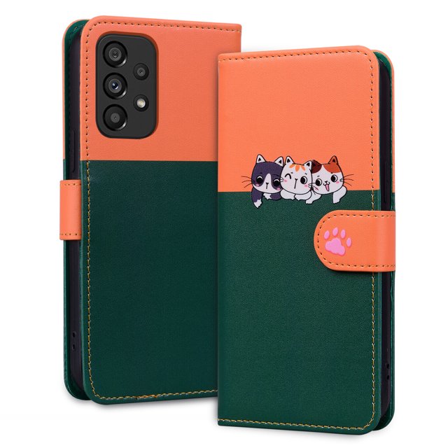 Compatible with Samsung Galaxy A53 5G Cute Animals Pattern Wallet Case with Card Slots Flip Cover