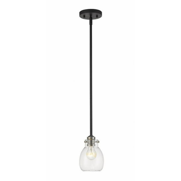 1 Light Mini Pendant in Industrial Style 5.25 inches Wide By 7.5 inches High-Matte Black/Brushed Nickel Finish Bailey Street Home 372-Bel-3173678