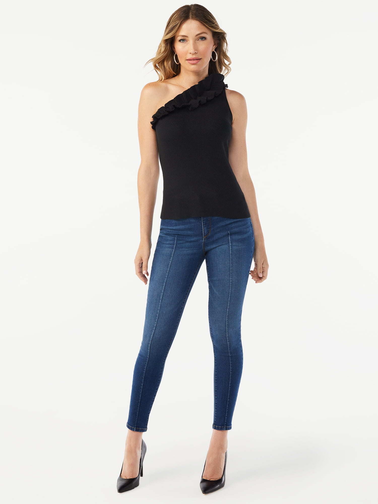 Sofia Jeans by Sofia Vergara Women's Ruffle Knit Tank Top