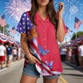 thumbnail image 6 of vigerkar American Flag Shirt for Women: 4th July Graphic T-Shirts Patriotic USA Flag Star Stripes Tees Hawaiian Button Down Tops (Red, L), 6 of 7