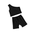 thumbnail image 2 of Qiylii Kids Girls Fashion 2-piece Outfit Set One Shoulder Tops+Shorts Set, 2 of 6