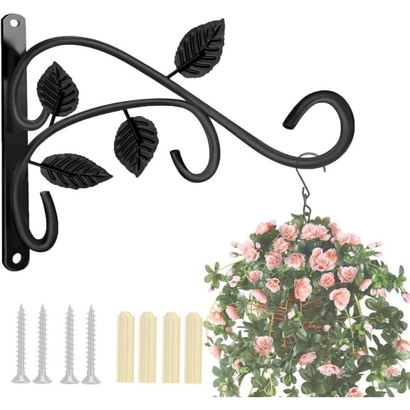 Hanging Plant Bracket, 12 Inches Wall Mount Hanging Plant Hook, Rust-Resistant Decorative Metal Plant Hanger for Hanging Plant Flower Lantern Bird Feeder Wind Chimes