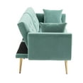 thumbnail image 4 of Modern 2 Seater Velvet Sofa with 2 Pillows, Adjustable Backrest Accent Sofa with Rose Golden Metal Feet, Sofa Turn Into Bed, Easy to Assemble, Mint Green, 4 of 7