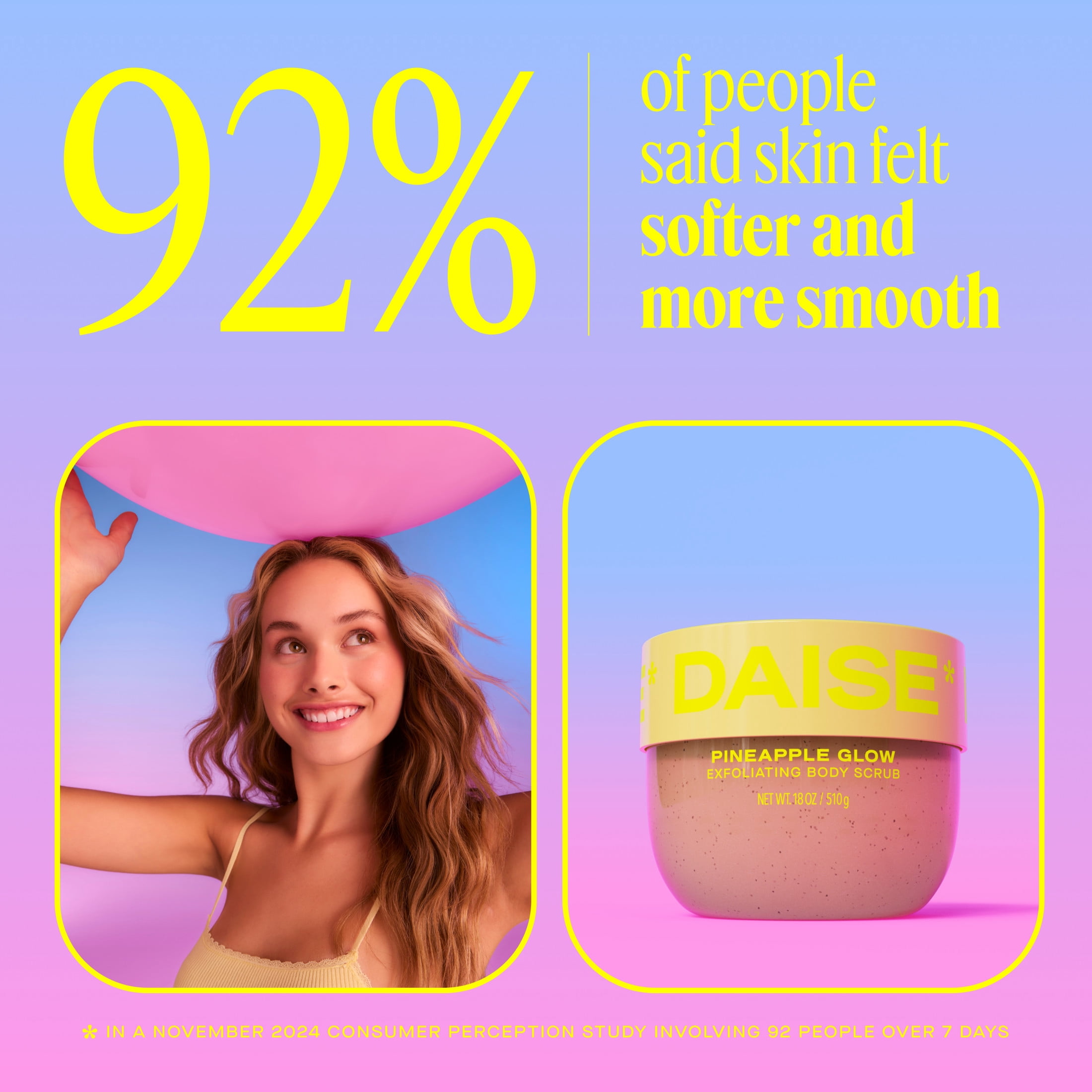 DAISE Exfoliating Body Scrub in Pineapple Glow for Soft Glowing Skin, 510 g