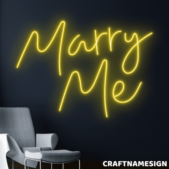 Craftnamesign Marry Me Neon Sign, Engagement Wall Art, Party Led Light Wall Decor