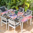 thumbnail image 2 of Easter Bunny Table Cloths for 5 Foot Rectangle Tables, Spring Pink Flowers Rabbit Pastoral Botanical Patio Waterproof Elastic Fitted Tablecloths, Washable Rectangular Table Cover for Camping, 2 of 8