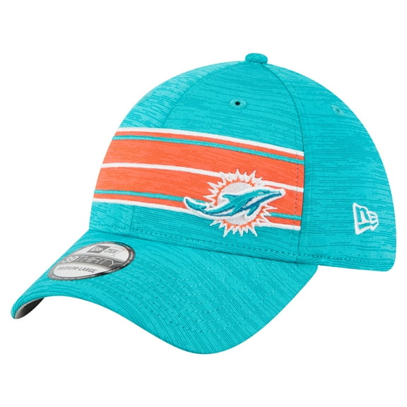 Men's New Era Aqua Miami Dolphins Stripes 39THIRTY Flex Hat
