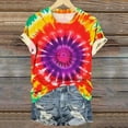 thumbnail image 3 of VBTAPA Tie Dye Print Shirt Women Gradient Graphic Short Sleeve T-Shirt Summer O-Neck Casual Colorful Tee Tops Multicolor XL, 3 of 5