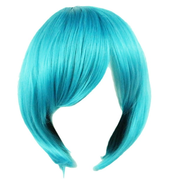 Wigs Anime Fashion Short Wig Cosplay Party Straight Blue Wigs for Women  Human Hair Wigs lace Front Headband Wigs 