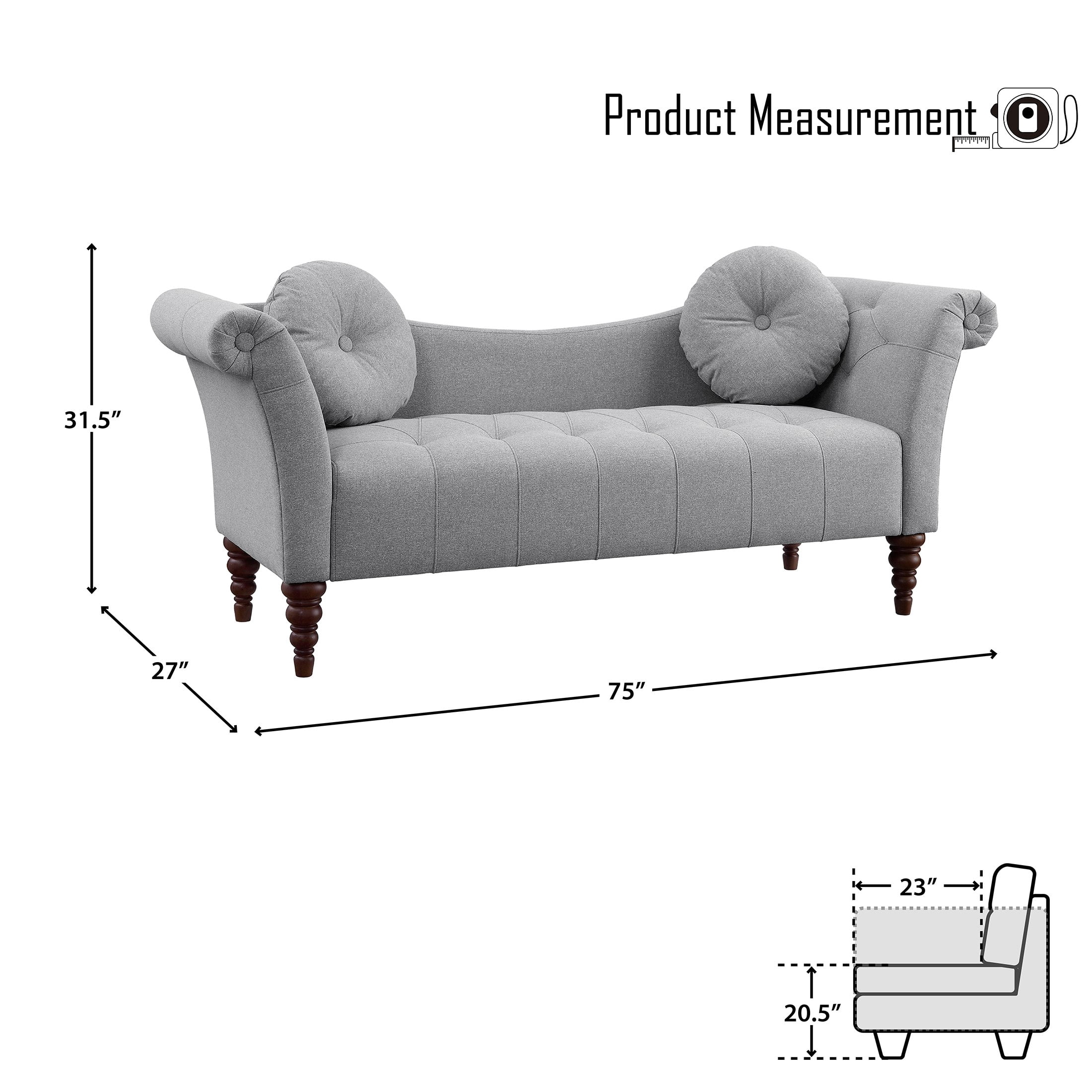 OakvillePark Wildwood Fabric Upholstered Settee Sofa, Dove Gray