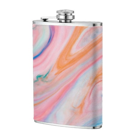 

Small Wine Pot 8oz Portable Wine Pot Stainless Steel Flagon 13.5in×9.5in Travel Sports Fishing Hunting Skiing Festival Camping Hiking Marble Texture Grain Pattern