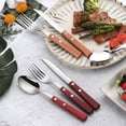 thumbnail image 4 of Stainless Steel Flatware Set  Spoons and Forks Cutlery Serving Set 3 Wooden Handle Dinner Knife Fork Spoon Set, 4 of 6