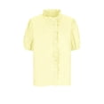 thumbnail image 7 of UDAUDU Women's Striped Blouse Puff Sleeve Ruffle Collar Button Up Shirt 2026 Fashion Balloon Sleeve Spring Summer Work Top Yellow XL, 7 of 7