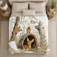 thumbnail image 5 of Whimsical Woodland Forest Animal Gathering Scene, Festive Holiday Scene, Warm Flannel Blanket for Living Room and Reading Nook, Art Lovers Thanksgiving Gift, Festive Home Decor, 5 of 9