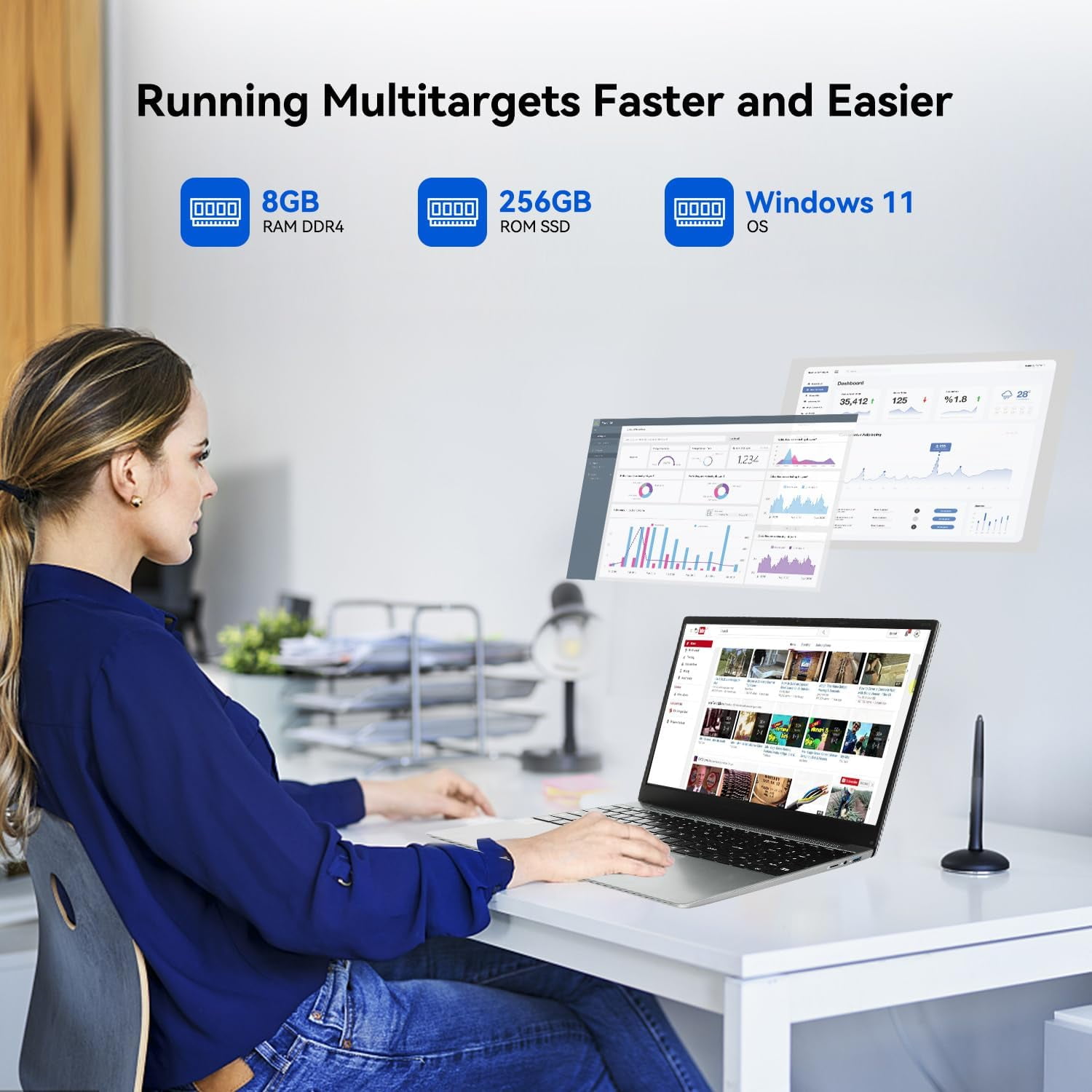 15.6 inch Notebook, Intel Celeron Quad-Core, 8GB RAM, 256GB