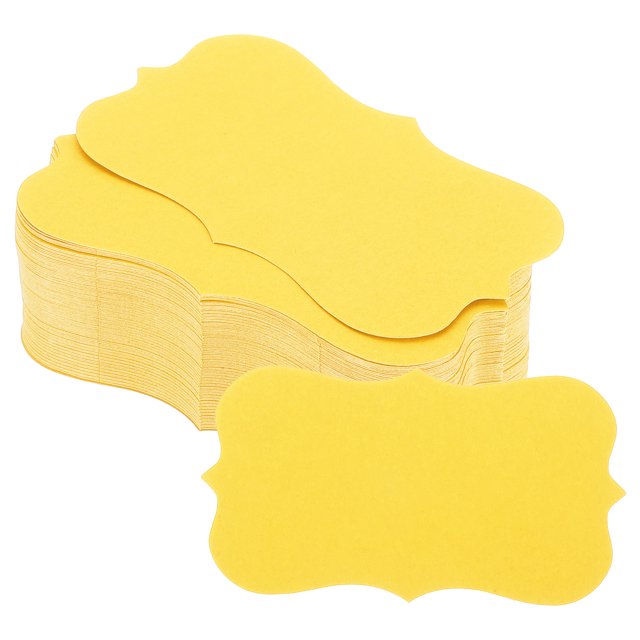 Unique Bargains 2' x 3.5' Blank Paper Business Cards Small Index Flash Cards Words Message Note Card Lace, Yellow 100 Pack