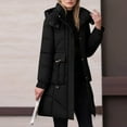 thumbnail image 4 of Womens Winter Hooded Parka Jacket Long Sleeve Toggle Duffle Coat with Faux Fur Trim Black S, 4 of 9