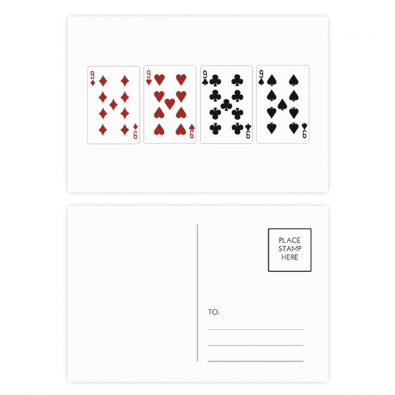 9 heart spade club pattern postcard set birthday mailing thanks greeting card