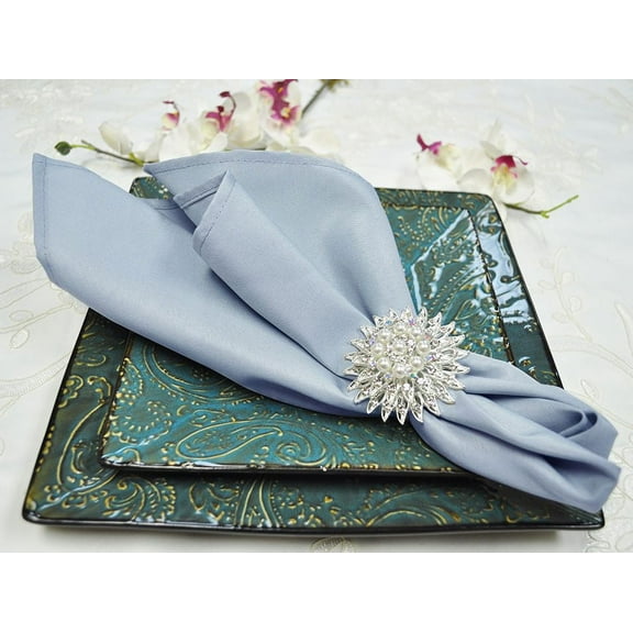 Wedding Linens Inc. (10 pcs) 20" x 20" Polyester Linen Napkins - Dusty Blue