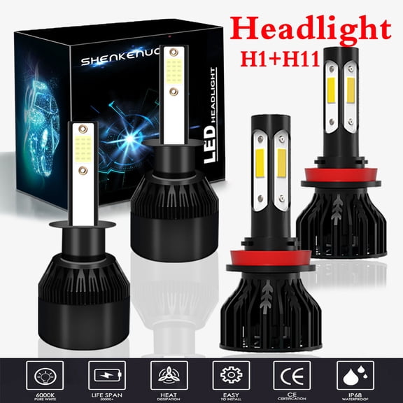 For Ford Fiesta 2014-2018 LED Headlight Bulbs,H1 H11 High beam and Low Beam Bulbs,Pack of 4