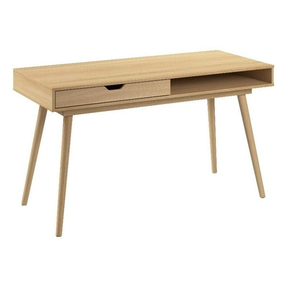 Pemberly Row 54"W Writing Desk in Natural Oak - Engineered Wood