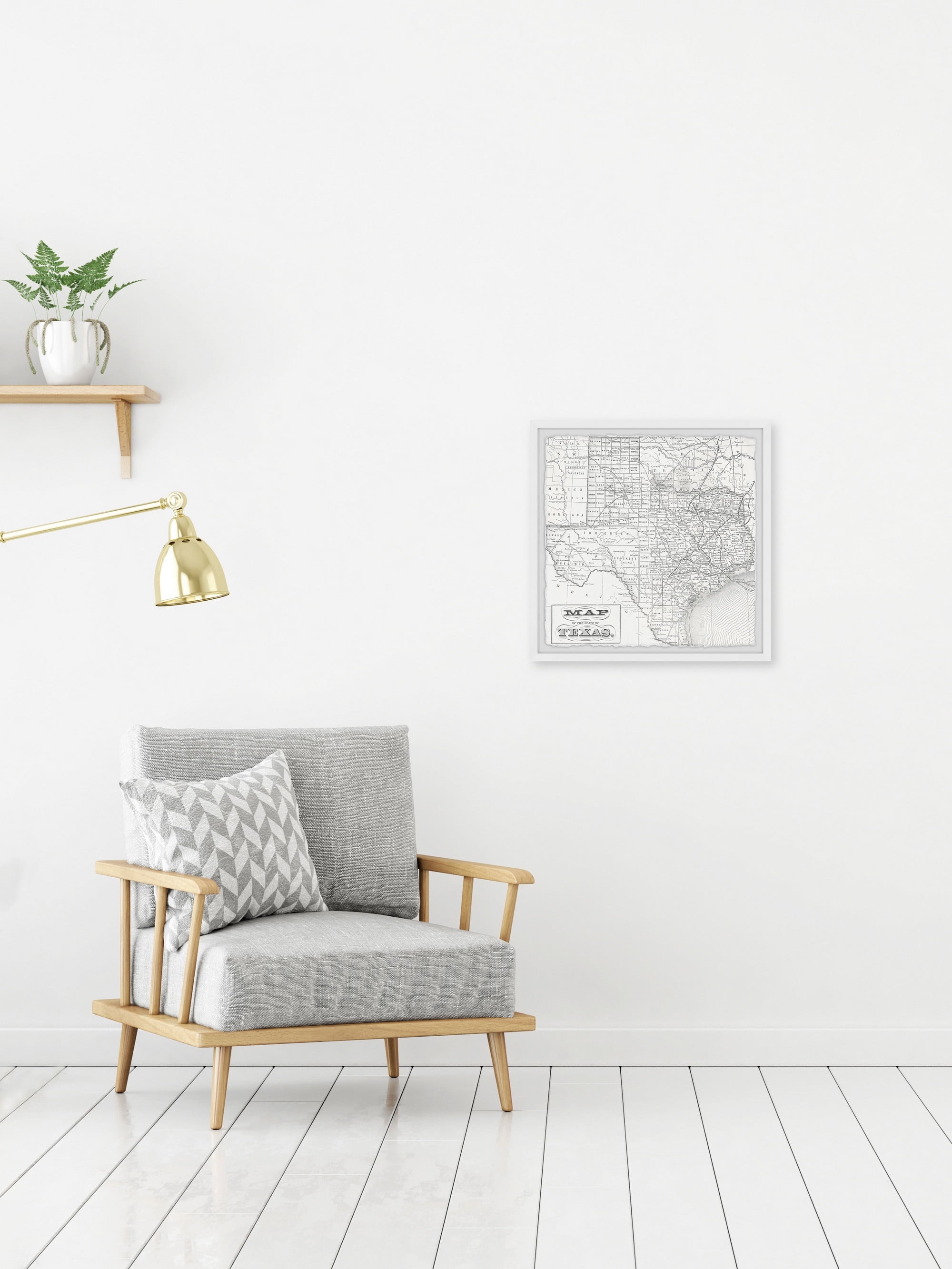 Marmont Hill Vintage Map of the State of Texas Framed Wall Art, 12" x 12"