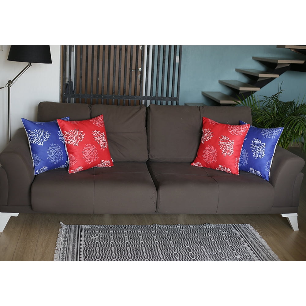 Red and White Coral Print Throw Pillow Covers Set of 4