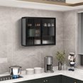 thumbnail image 2 of Modern Two-Door Glass Wall Cabinet with Woven Pattern Decor & Multi-Tier Storage, White for Living Room, Bathroom & Dining Room, 2 of 8