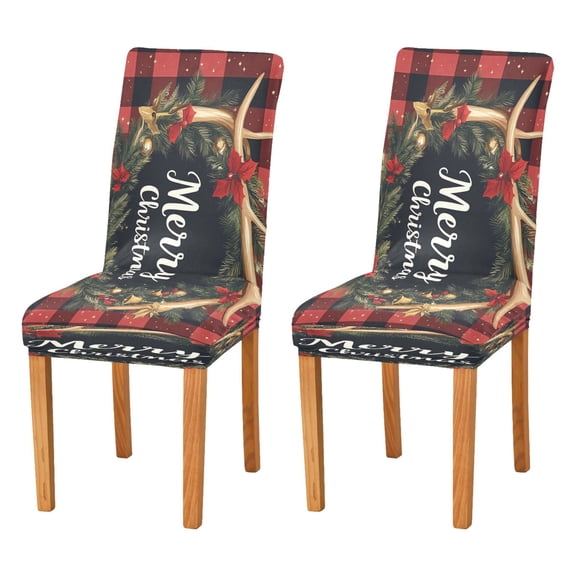 BZSMCE Chairs Slipcovers Dining Chair Covers Christmas Painting Of Elegant Plaid Print Creative Pattern