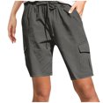 thumbnail image 2 of Elvqul Womens Plus Size Shorts Cargo Gray Elastic Waist with Pockets Pants, 2 of 7