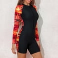 thumbnail image 1 of TaTaai Women Full Zip Long Sleeve One Piece Surfing Wetsuit Printed Modest Diving Swimsuit Stretch Ladies Beach Sports Vacation Wear UV Protection Comfortable Swimwear Gift, 1 of 7