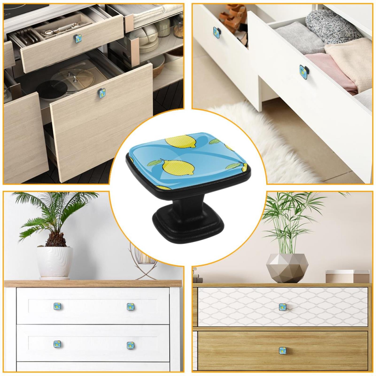 4 Pcs Cabinet Handle Drawer Pulls Lemon Knobs with Screws Square Furniture Office Cabinet Knob Decoration