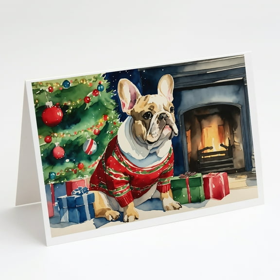French Bulldog Cozy Christmas Greeting Cards Pack of 8 7 in x 5 in