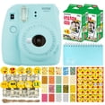 thumbnail image 1 of Fujifilm Instax Mini 9 Instant Camera (Ice Blue) + Fujifilm Instax Mini Twin Pack Instant Film (40 Shots) + Scrapbooking Album + 20 Sticker Frames Emoji Package + Emoji Photo Peg Pins + Stickers, 1 of 10